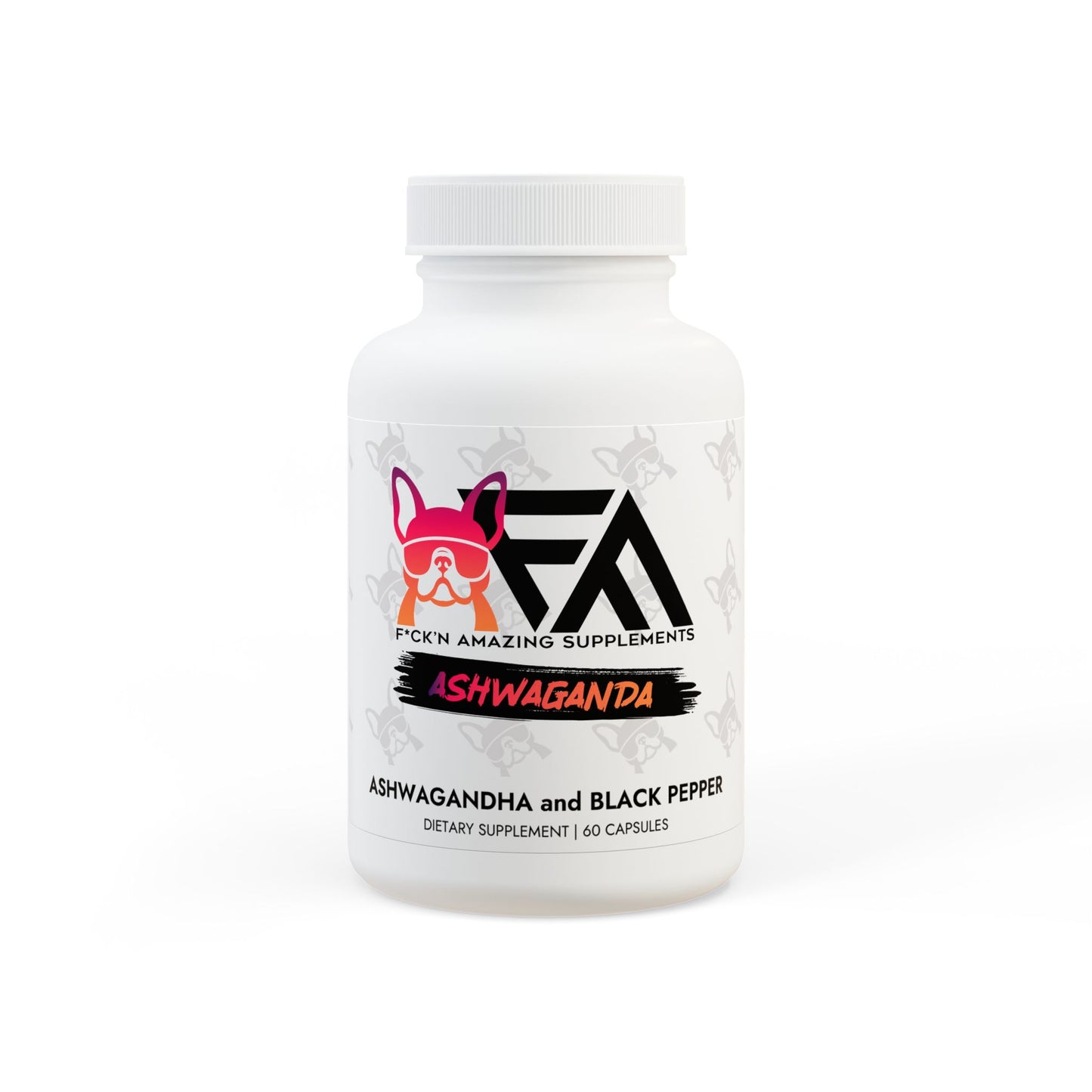 FCKN Amazing Ashwagandha supplement bottle, designed to help reduce stress, enhance focus, and support daily balance for active lifestyles