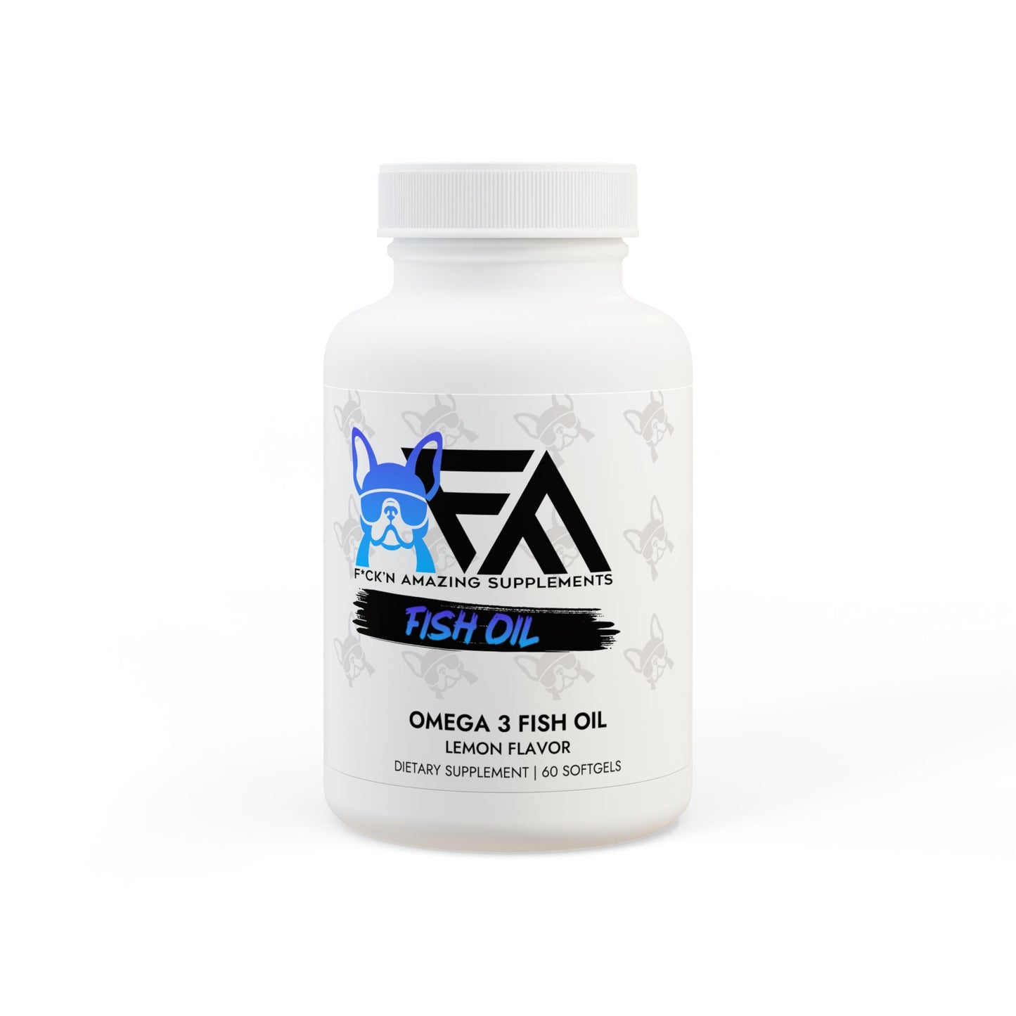 FCKN Amazing Fish Oil supplement bottle, loaded with omega-3s to support heart, brain, and joint health