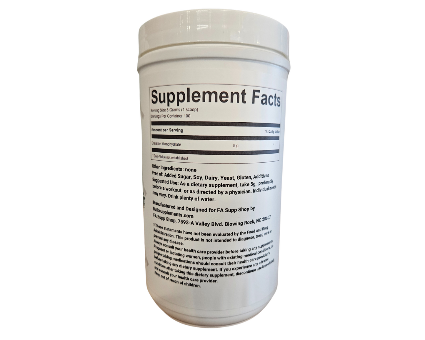Back of tub of FCKN Amazing Creatine supplement for muscle recovery and performance