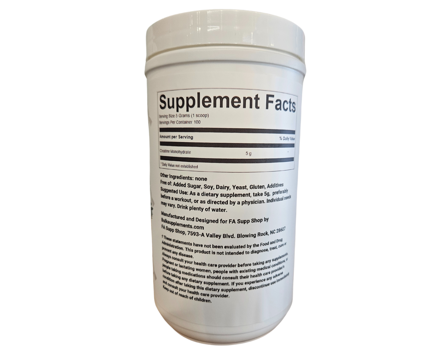 Back of tub of FCKN Amazing Creatine supplement for muscle recovery and performance
